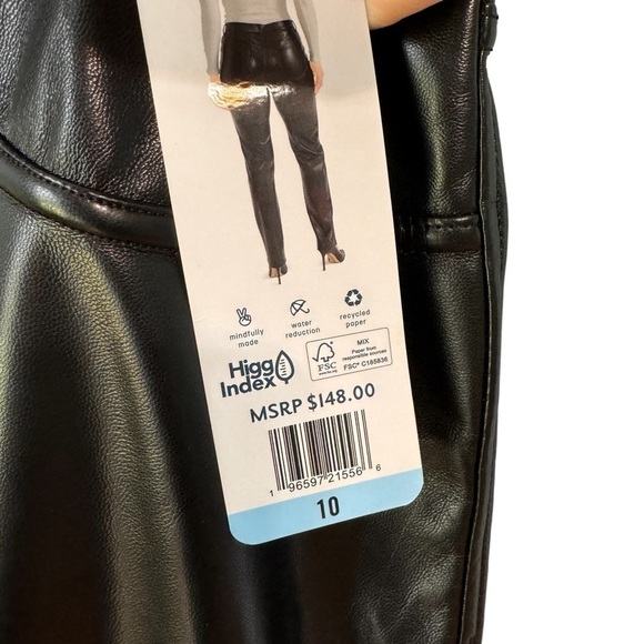 JOIE Black Faux Leather Pants Ankle Length Straight Leg Limited Edition. NWT. 10 - Picture 11 of 16